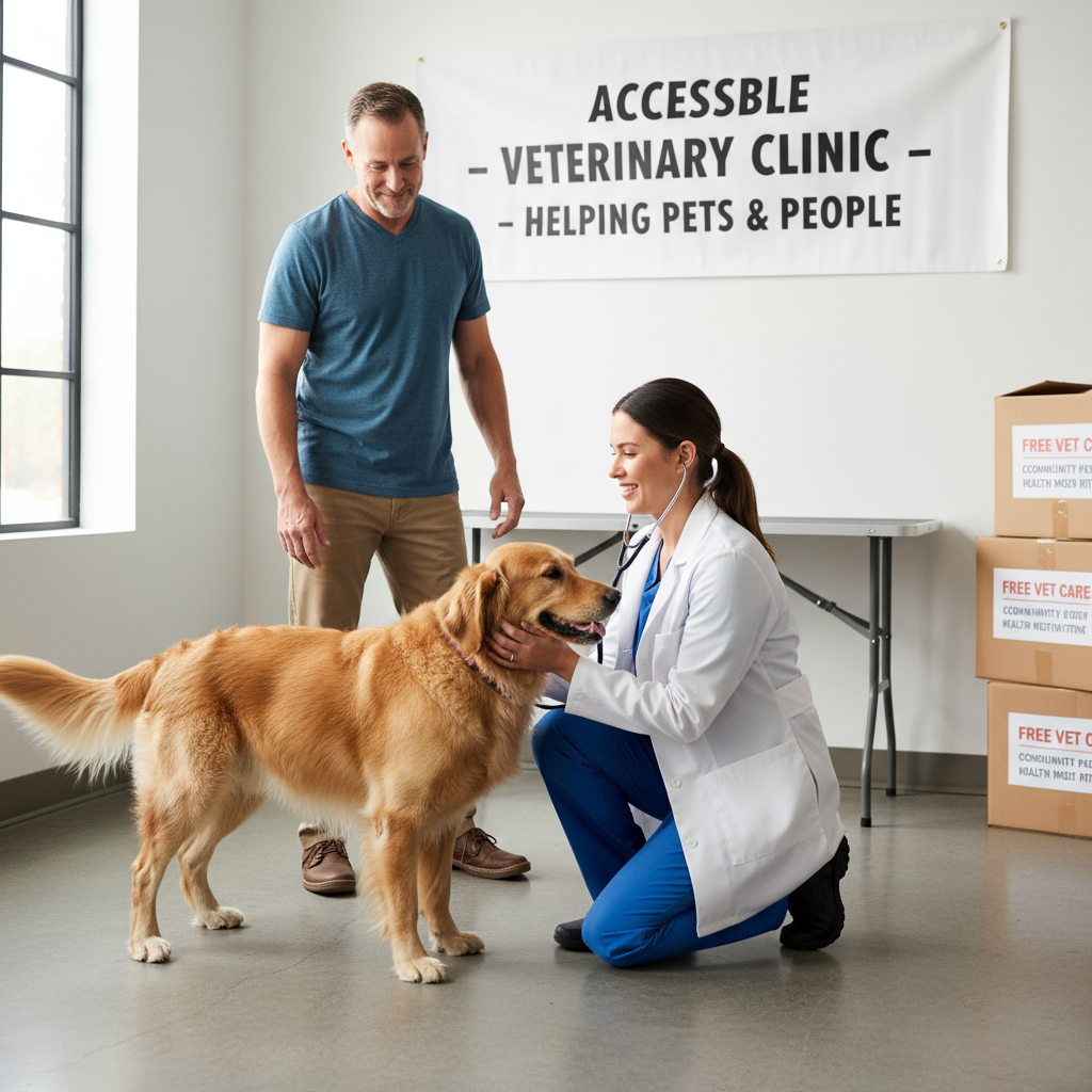 Community health fair offering free wellness exam for dogs to local families