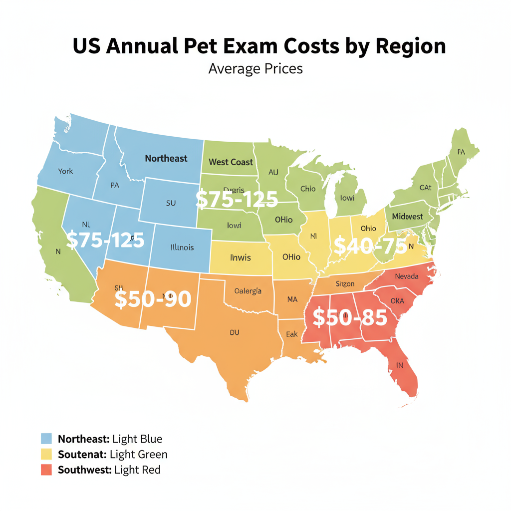 Annual Pet Exam Cost by US Region