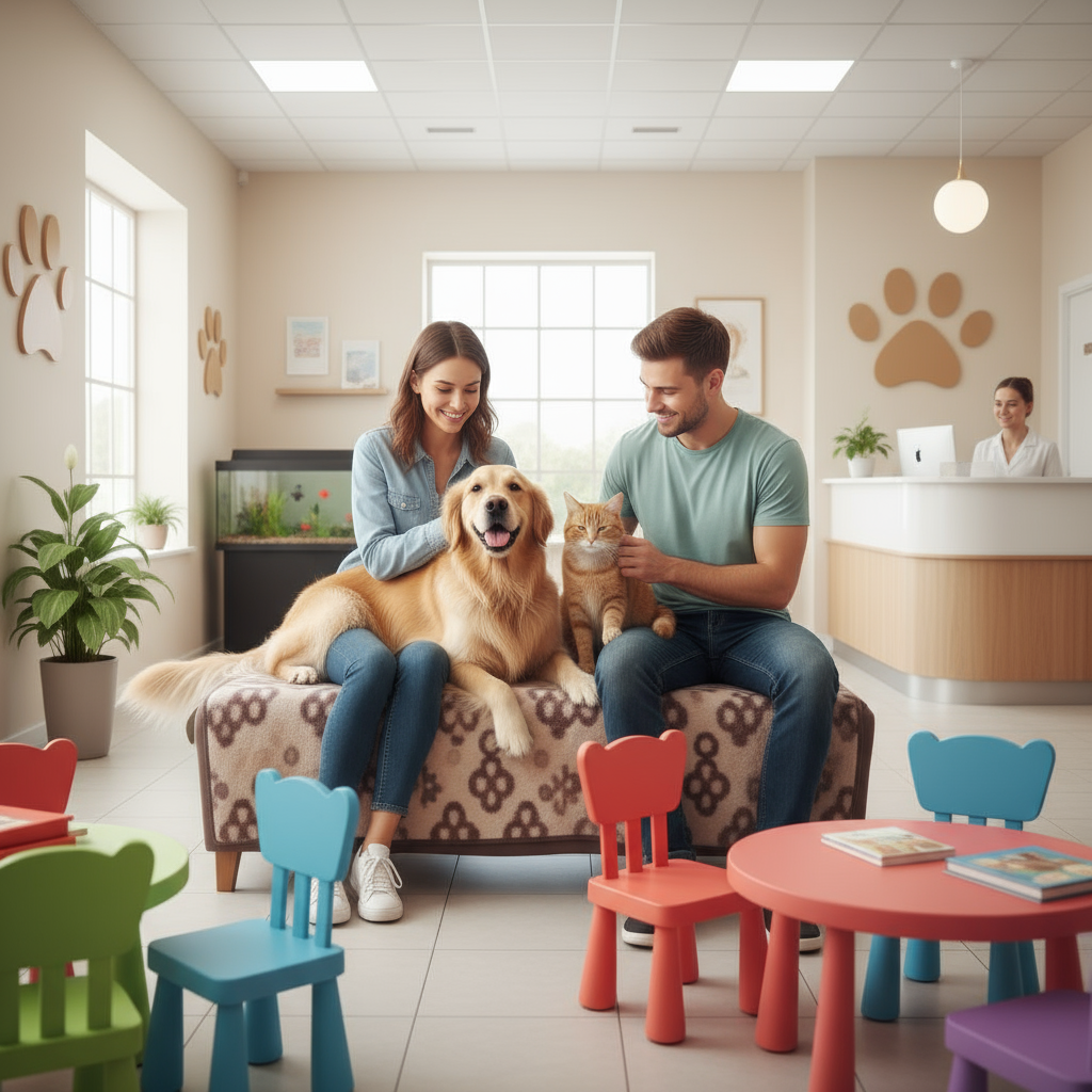 Healthy pets after successful pet health checkup visit